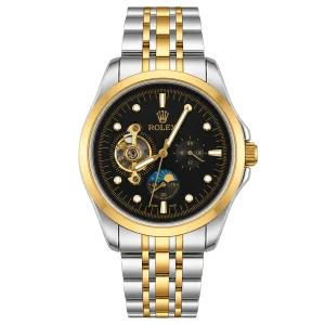 ساعت مچی مردانه طرح رولکس اتوماتیک ماه و خورشید مدل 3615 | قلب باز دو موتوره