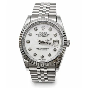 ساعت رولکس Rolex دیت جاست سیلور های کپی A+++ مردانه با بند فول استیل