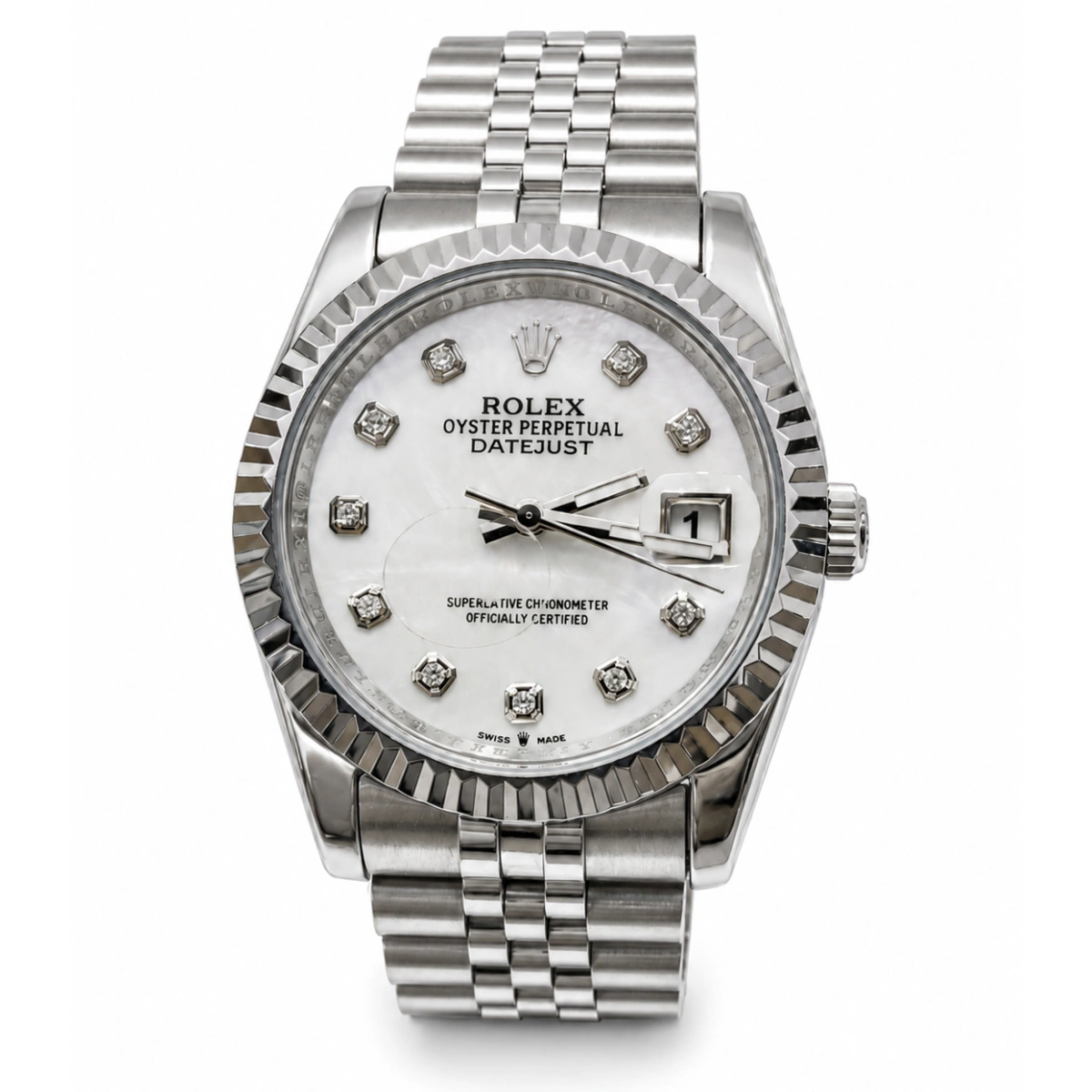 ساعت رولکس Rolex دیت جاست سیلور های کپی A+++ مردانه با بند فول استیل