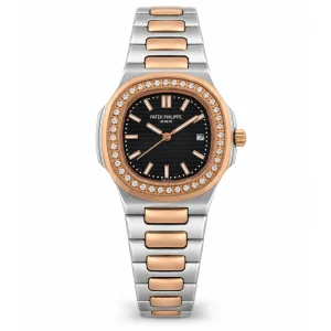 ساعت زنانه Patek Philippe نگین دار دو رنگ نمای روبرو