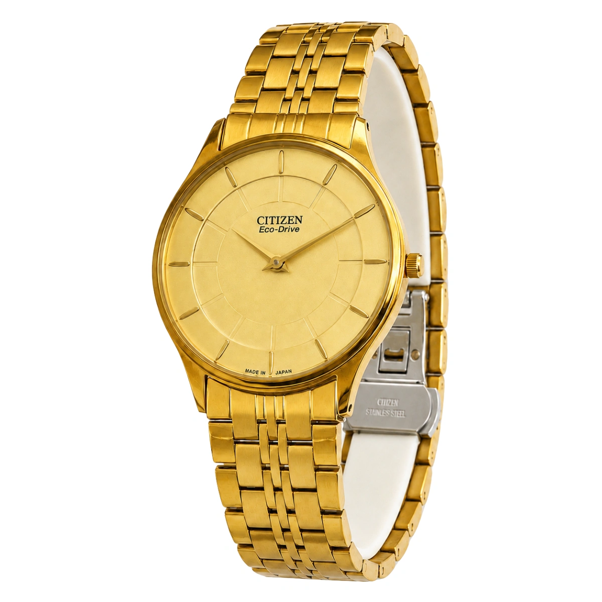 ساعت Citizen F11-S067901 طلایی بند استیل نمای زاویه دار